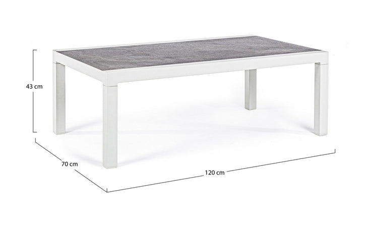 Tavolo "Kledi" piano in ceramica, struttura in alluminio per esterno da 120 x 70 cm