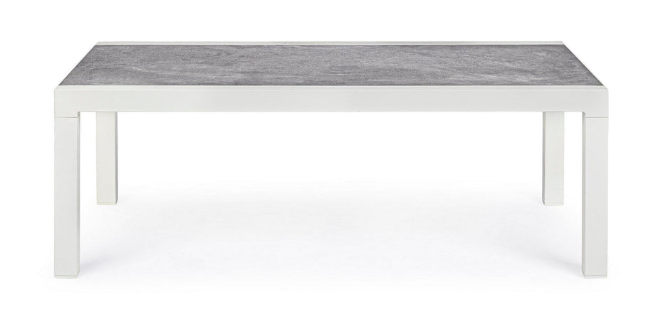 Tavolo "Kledi" piano in ceramica, struttura in alluminio per esterno da 120 x 70 cm