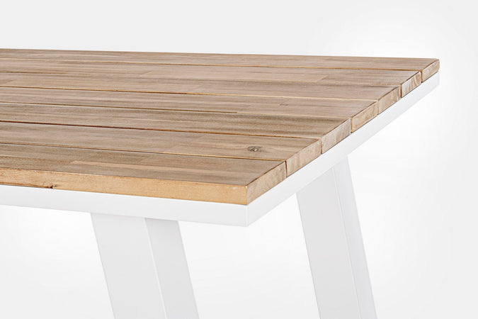 Tavolino "Skipper" con struttura in alluminio, piano con doghe, 131 x 73 cm
