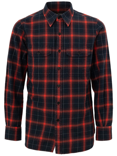 Tom Ford Camicia a quadri in misto cotone da uomo