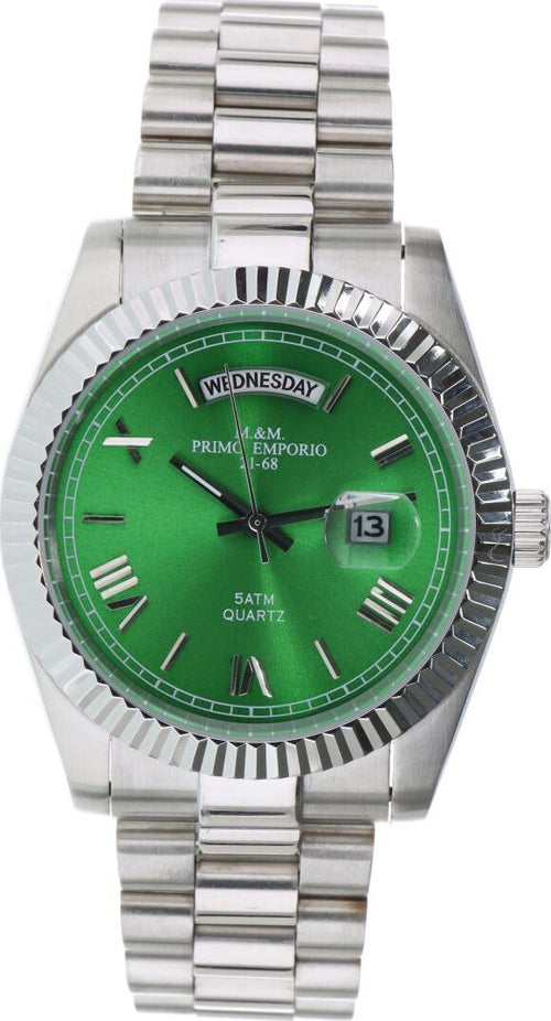 M. & M. PRIMO EMPORIO 21-68 Orologio Da Uomo Day Date Just In Acciaio Modello Jubilee Quadrante Verde Moda/Uomo/Orologi/Orologi da polso Milano Fashion Watch - Marcianise, Commerciovirtuoso.it