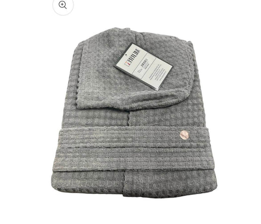 Accappatoio Papalina Velour Million taglia M, in spugna jacquard di cotone 400 gr/mq, con cappuccio, tasche e cintura, extra morbido, Made in Italy.