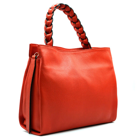 DOPPIASE Borsa Treccia Grande in vera pelle Dollaro Made in Italy 30x25x13cm