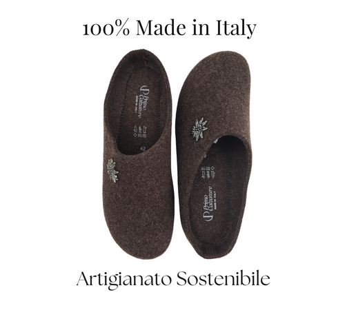 Primo Calzature Ottime Ciabatte Uomo Invernali, Pantofole Tirolesi in Lana per Casa 100% Made in Italy