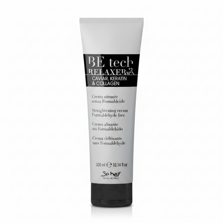 Crema Stirante Capelli Professionale Be Tech Relaxer – Trattamento Lisciante Senza Formaldeide con Cheratina, Collagene e Caviale, Anticrespo Idratante per Capelli Lisci, Luminosi e Setosi