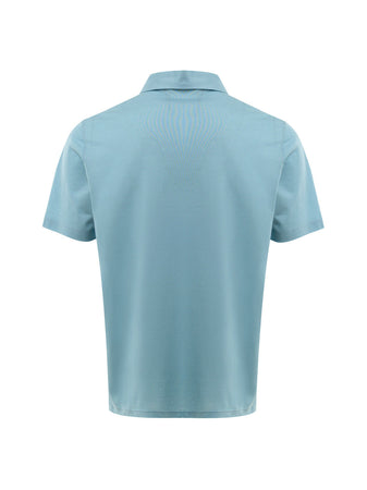 Gran Sasso Polo in Cotone Piquet Azzurro da uomo