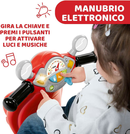 CHICCO Vespa - modello Bambini Primavera colore ROSSO, Moto Giocattolo Cavalcabile con Pannello Elettronico, Luci e Suoni, Ruote di Supporto Rimuovibili, Max 25 Kg - Giochi per Bambini 1-3 Anni