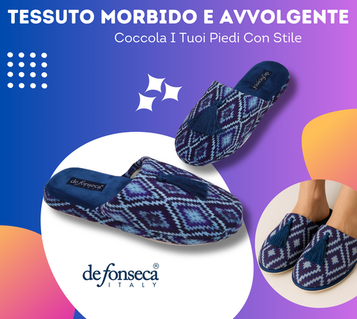 de fonseca Sissy Ciabatte Artistiche da Donna, Pantofole in Cotone, Slippers Comode e Lavabili per Casa