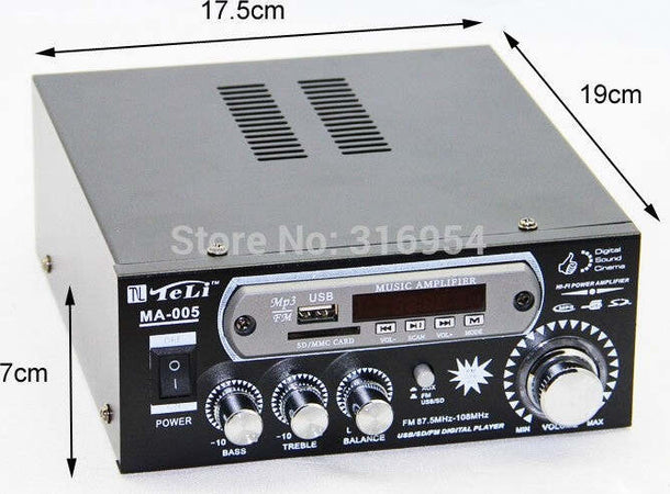 MA-005 usb sd fm amplificatore di potenza digitale support dc 12 v 30 w + 30 w  Trade Shop italia - Napoli, Commerciovirtuoso.it