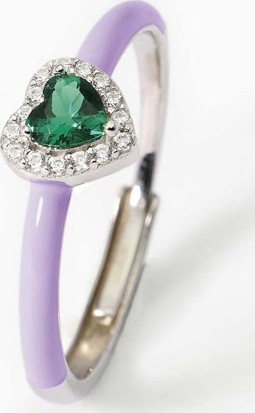 Mabina---Anello-in-argento-con-smalto-viola-e-smeraldo-sintetico