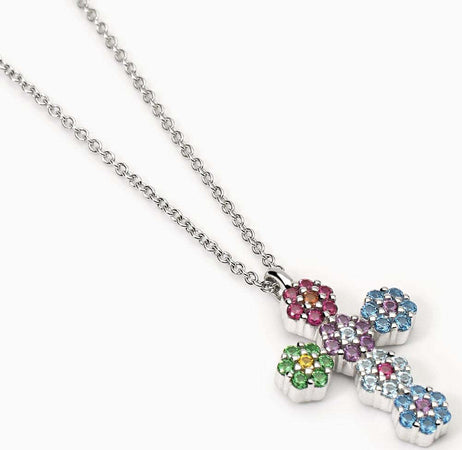 Mabina---Girocollo-con-ciondolo-croce-multicolor-FIOR-FIORE