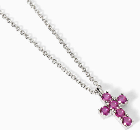 MABINA---Girocollo-in-argento-con-ciondolo-croce-e-rubini-sintetici-CROCE-DEL-SUD