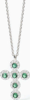 MABINA---Girocollo-in-argento-con-ciondolo-croce-e-smeraldi-sintetici-MILANESIENNE