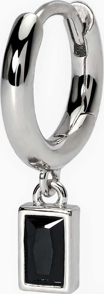 Mabina---Orecchino-in-argento-a-cerchio-con-pendente-nero-MONOMANIA
