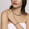 Mabina Collana Donna Girocollo Con Agata Nera Mabina 553539 Collana In Argento Placcato Oro 18k E Inserti Di Zirconi Bianchi