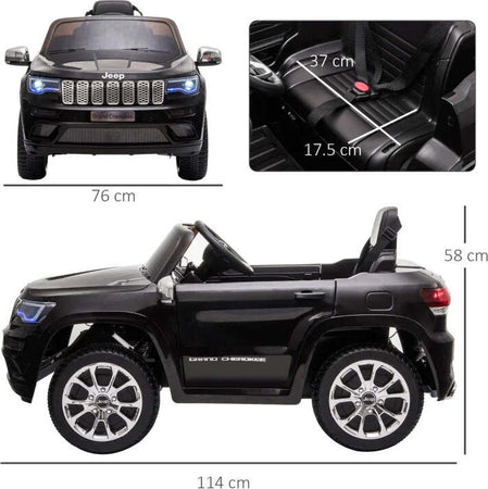 Macchina-Elettrica-Jeep-per-Bambini-12V,-Guida-Manuale-e-con-Telecomando-Velocità-0-3km/h,-114x76x58cm,-Nero-KH4370-190KH4