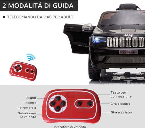 Macchina-Elettrica-Jeep-per-Bambini-12V,-Guida-Manuale-e-con-Telecomando-Velocità-0-3km/h,-114x76x58cm,-Nero-KH4370-190KH4