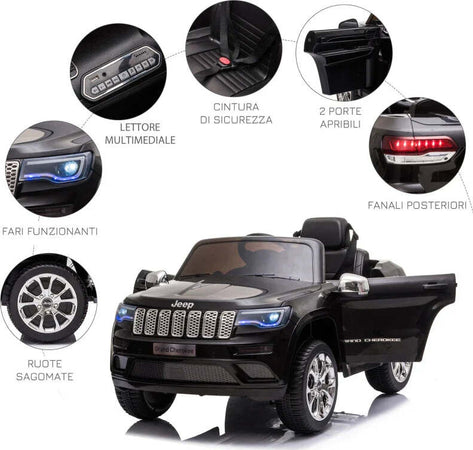 Macchina-Elettrica-Jeep-per-Bambini-12V,-Guida-Manuale-e-con-Telecomando-Velocità-0-3km/h,-114x76x58cm,-Nero-KH4370-190KH4