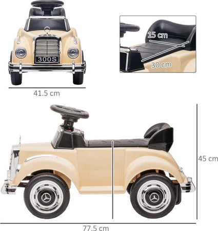 Macchina-Elettrica-per-Bambini-18-48-Mesi-Licenza-Mercedes-Benz-con-Musica,-Beige-QW8370-292V90BGQW8