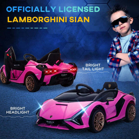 Macchina-Elettrica-per-Bambini-3-5-Anni-Lamborghini-12V-con-Telecomando-e-Velocità-3-5km/h,-Rosa-VG1370-171V90PKVG1