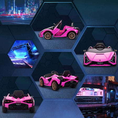 Macchina-Elettrica-per-Bambini-3-5-Anni-Lamborghini-12V-con-Telecomando-e-Velocità-3-5km/h,-Rosa-VG1370-171V90PKVG1