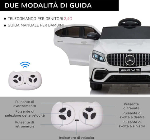 Macchina-Elettrica-per-Bambini-3-5-Anni-Mercedes-con-Cintura-di-Sicurezza-e-Telecomando,-Bianco-MN1370-074V90WTMN1