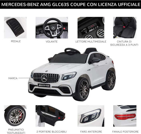 Macchina-Elettrica-per-Bambini-3-5-Anni-Mercedes-con-Cintura-di-Sicurezza-e-Telecomando,-Bianco-MN1370-074V90WTMN1