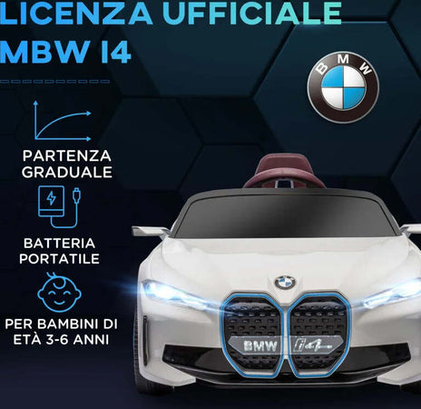 Macchina-Elettrica-per-Bambini-3-6-Anni-con-Licenza-BMW-con-Telecomando,-Clacson-e-Fari,-115x67x45-cm,-Bianca-FR1370-294V90WTFR1