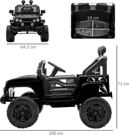 Macchina-Elettrica-per-Bambini-3-6-Anni-da-12V-con-Telecomando,-Fari-e-Clacson,-100x64.2x71-cm,-Nero-NH9370-150V90BKNH9