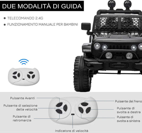 Macchina-Elettrica-per-Bambini-3-6-Anni-da-12V-con-Telecomando,-Fari-e-Clacson,-100x64.2x71-cm,-Nero-NH9370-150V90BKNH9