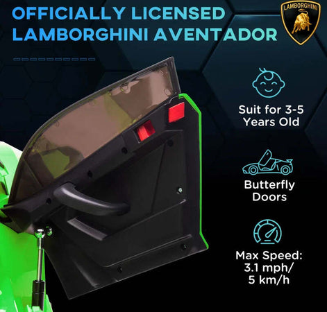 Macchina-Elettrica-per-Bambini-a-12V-Licenza-Lamborghini-con-Clacson-e-Telecomando,-107.5x63x42-cm,-Verde-RF2370-306V90GNRF2
