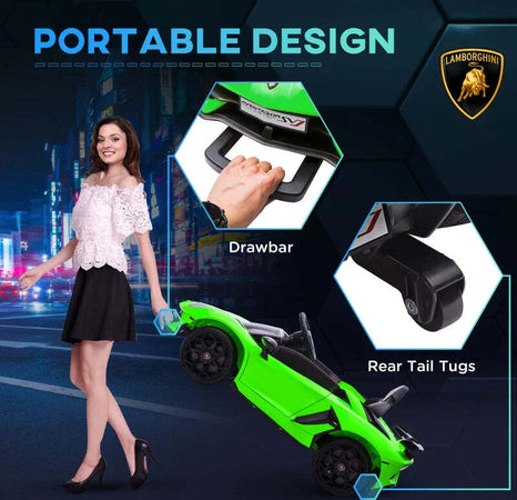 Macchina-Elettrica-per-Bambini-a-12V-Licenza-Lamborghini-con-Clacson-e-Telecomando,-107.5x63x42-cm,-Verde-RF2370-306V90GNRF2