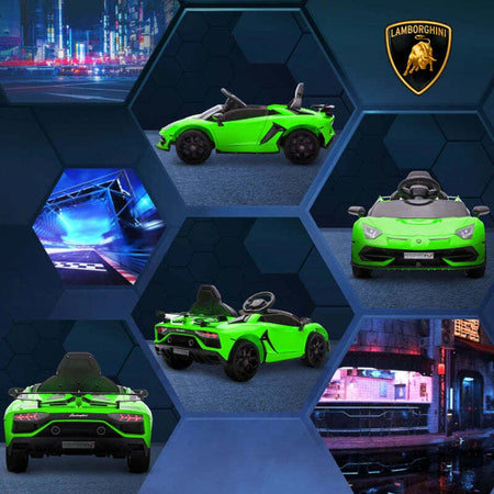 Macchina-Elettrica-per-Bambini-a-12V-Licenza-Lamborghini-con-Clacson-e-Telecomando,-107.5x63x42-cm,-Verde-RF2370-306V90GNRF2
