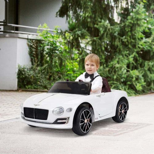 Macchina-Elettrica-per-Bambini-Bentley-con-2-Portiere-Guida-Manuale-e-Telecomando,-Fari-e-Suoni,-108x60x43cm,-Bianco-FG4370-045FG4