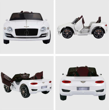 Macchina-Elettrica-per-Bambini-Bentley-con-2-Portiere-Guida-Manuale-e-Telecomando,-Fari-e-Suoni,-108x60x43cm,-Bianco-FG4370-045FG4