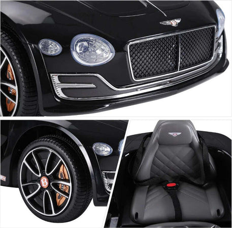 Macchina-Elettrica-per-Bambini-Bentley-con-2-Portiere-Guida-Manuale-e-Telecomando,-Fari-e-Suoni,-108x60x43cm,-Nero-SE7370-045BKSE7
