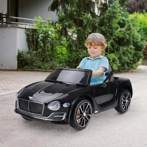 Macchina-Elettrica-per-Bambini-Bentley-con-2-Portiere-Guida-Manuale-e-Telecomando,-Fari-e-Suoni,-108x60x43cm,-Nero-SE7370-045BKSE7