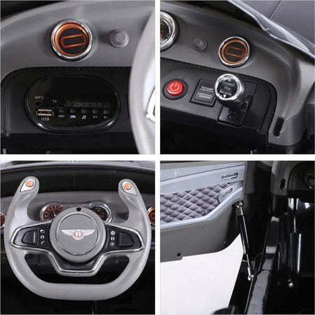 Macchina-Elettrica-per-Bambini-Bentley-con-2-Portiere-Guida-Manuale-e-Telecomando,-Fari-e-Suoni,-108x60x43cm,-Nero-SE7370-045BKSE7