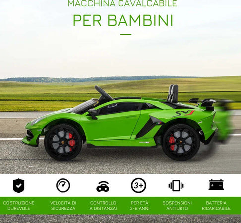 Macchina-Elettrica-per-Bambini-con-Telecomando-Marchio-Lamborghini-Aventador,-Età-3-8-Anni,-Verde-NM1370-146V90GNNM1