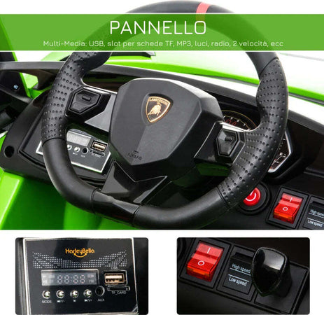 Macchina-Elettrica-per-Bambini-con-Telecomando-Marchio-Lamborghini-Aventador,-Età-3-8-Anni,-Verde-NM1370-146V90GNNM1