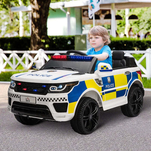 Macchina-Elettrica-per-Bambini-della-Polizia,-Batteria-12V-e-Telecomando,-Sirena-Luci-Attacco-USB-per-Musica,-110x68x52cm,-Bianco-LM2370-187V90LM2