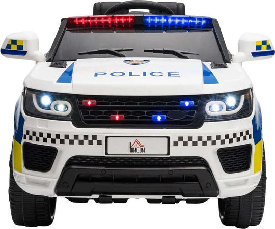 Macchina-Elettrica-per-Bambini-della-Polizia,-Batteria-12V-e-Telecomando,-Sirena-Luci-Attacco-USB-per-Musica,-110x68x52cm,-Bianco-LM2370-187V90LM2