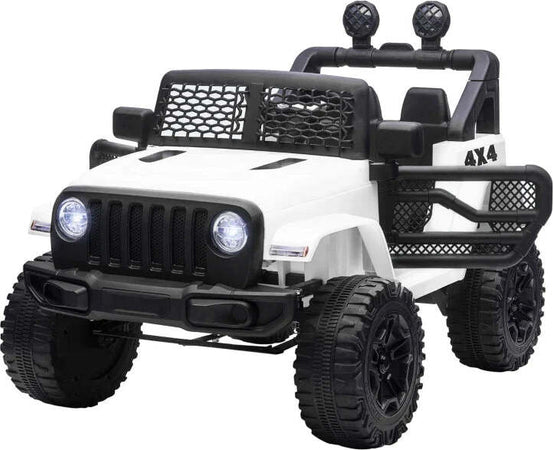 Macchina-Elettrica-per-Bambini-Jeep-Fuoristrada-con-Telecomando-e-2-Velocità,-100x65x72-cm,-Bianco-RF6370-142V91WTRF6