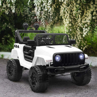 Macchina-Elettrica-per-Bambini-Jeep-Fuoristrada-con-Telecomando-e-2-Velocità,-100x65x72-cm,-Bianco-RF6370-142V91WTRF6
