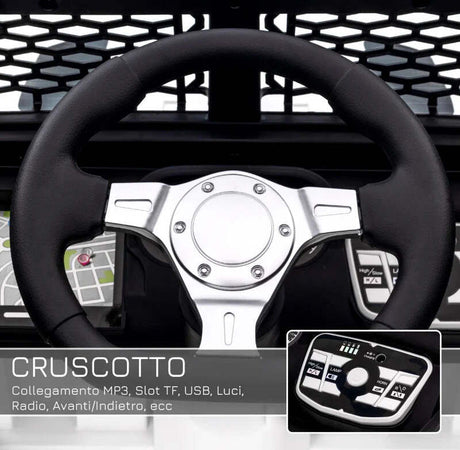 Macchina-Elettrica-per-Bambini-Jeep-Fuoristrada-con-Telecomando-e-2-Velocità,-100x65x72-cm,-Bianco-RF6370-142V91WTRF6
