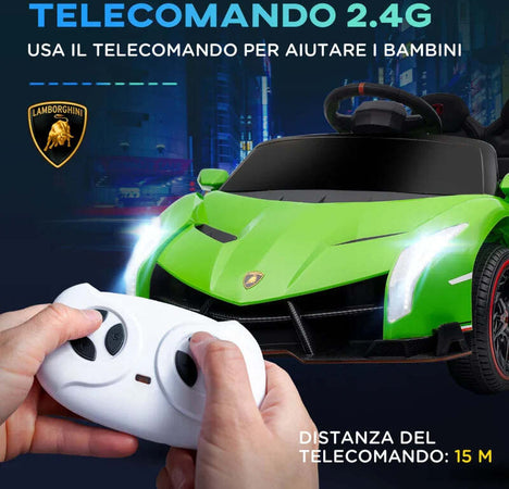 Macchina-Elettrica-per-Bambini-Lamborghini-Veneno-12V-con-Telecomando,-Età-3-6-Anni,-Verde-FG4370-279V90GNFG4
