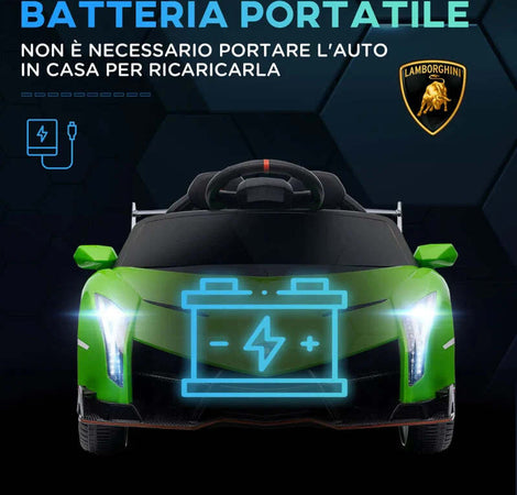 Macchina-Elettrica-per-Bambini-Lamborghini-Veneno-12V-con-Telecomando,-Età-3-6-Anni,-Verde-FG4370-279V90GNFG4