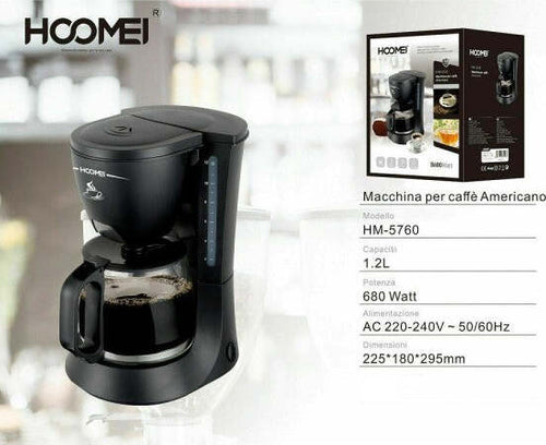 Macchina-Per-Caffe'-10-Tazze-680-Watt-1.2-Lt-Americano-Ottima-Qualita'-Hoomei