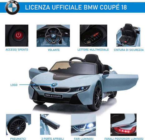 Macchinina-Elettrica-per-Bambini-BMW-I8-Coupé-6V-3-8-anni-con-2.4G-Telecomando,-Doppie-Porte,-Luci-e-Musica,-Blu-LW6370-118V90LW6