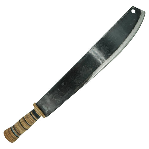 Machete con lama in acciaio forgiato, manico in cuoio e fodero da 45 cm